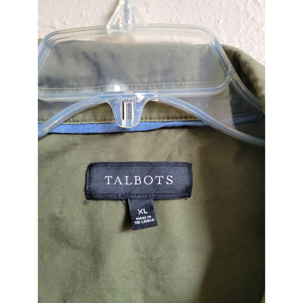 Talbots Womens Jacket Pom Pom Army Green Flap Pockets Gorpcore Lightweight Sz XL - Picture 5 of 14